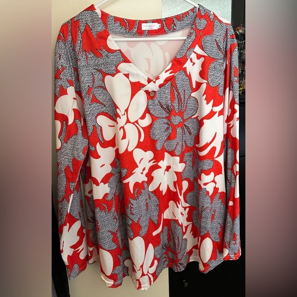 sweetnight Tops - Colorful red and white blouse